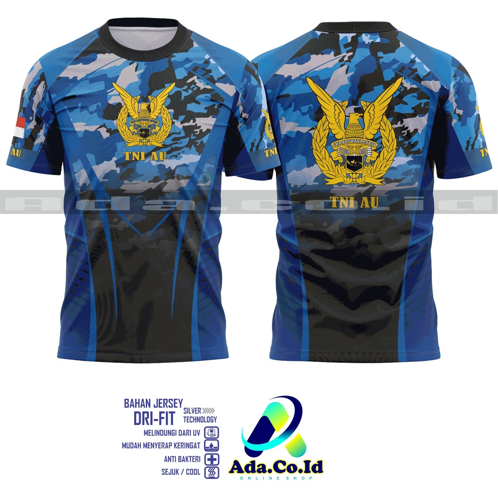 KAOS TNI AU / Kaos jersey TNI AU / Kaos jersey TNI AU Dryfit fullprint lengan pendek terbaru