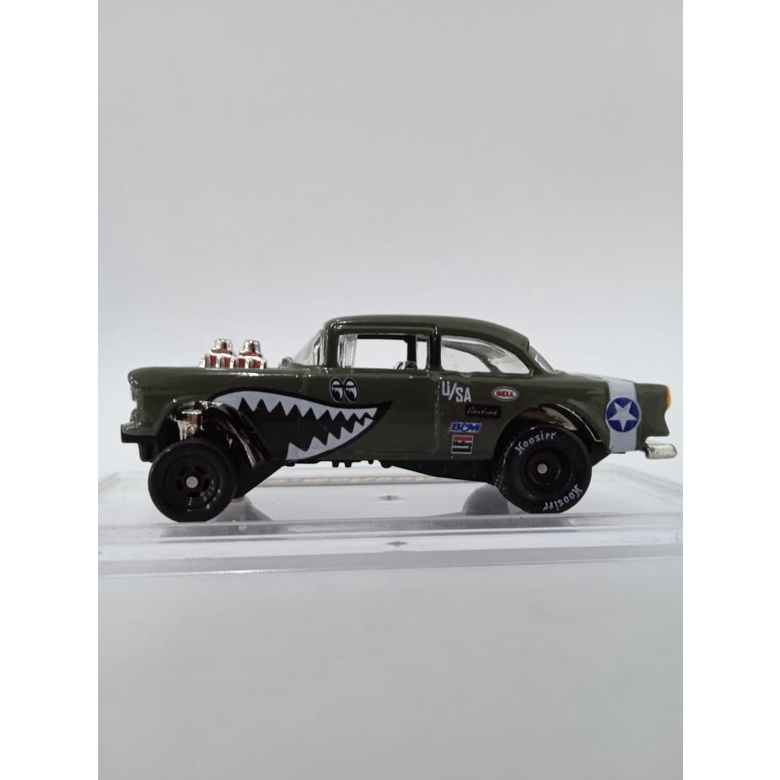 Hotwheels 55 Chevy Bel Air Gasser Custom Flying Tiger Hijau Army HW Hot Wheels