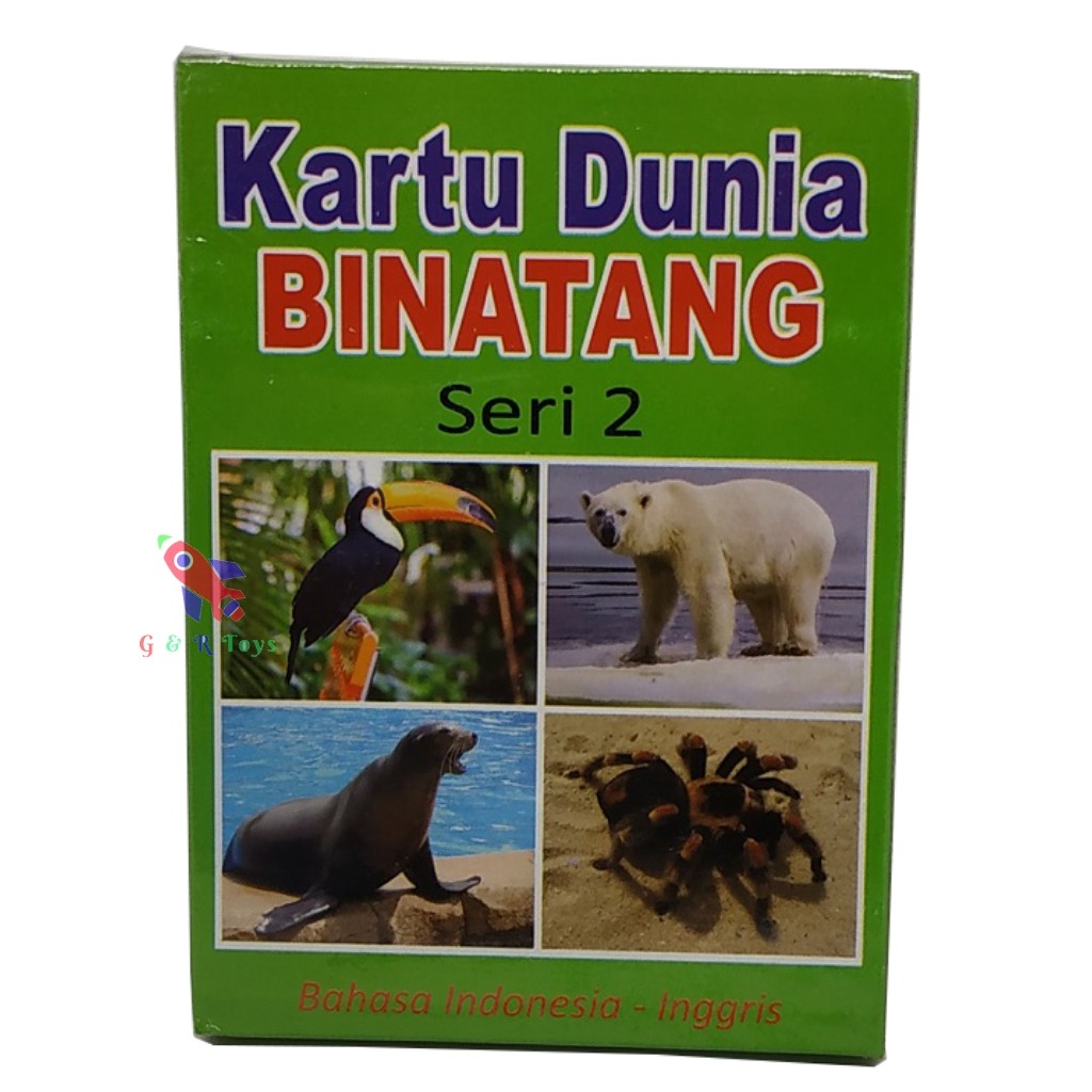 Flashcard Kartu Pintar Dunia Binatang Seri 2 Balita Mainan Edukasi Anak Bayi Flash Card Hewan