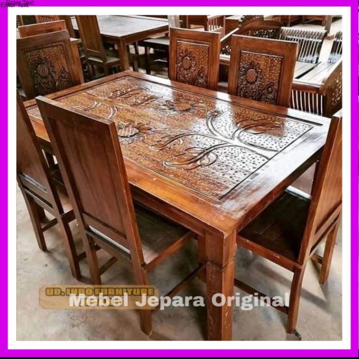 meja makan panjang ukir kursi panjang kayu jati Jepara