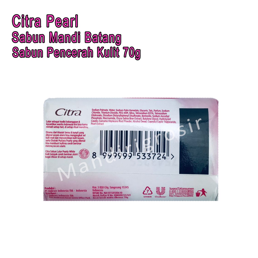 Sabun Pencerah Kulit *Citra * Lulur Pearly White * Pearl 70g