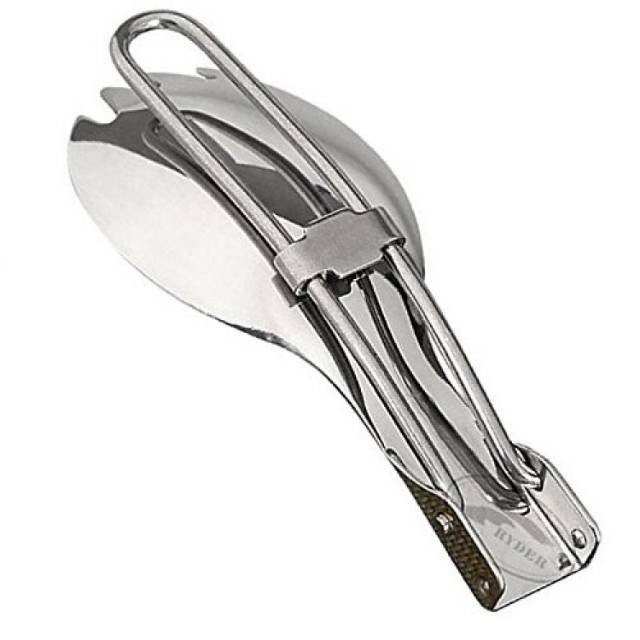 Sendok Garpu Lipat Stainless Steel Folding Spoon Fork Camping Murah