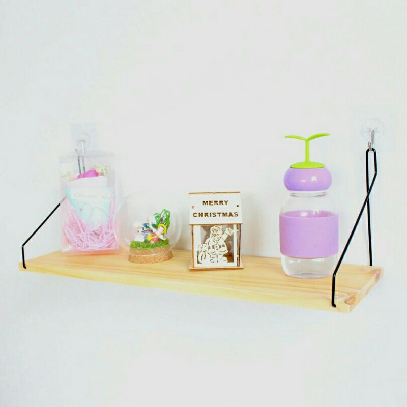 RAKA RAK DINDING TEMPEL KAYU HANGING BESI ORGANIZER SHELF SERBAGUNA