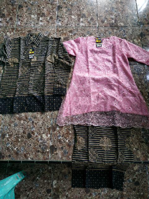 Batik Couple Kebaya Modern Brokat Shofia Tile Mutiara