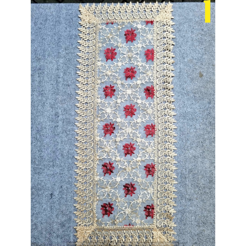 ❤ IJN ❤ Taplak Meja Ruang Tamu Karakter Bahan Polyester Bordir Renda