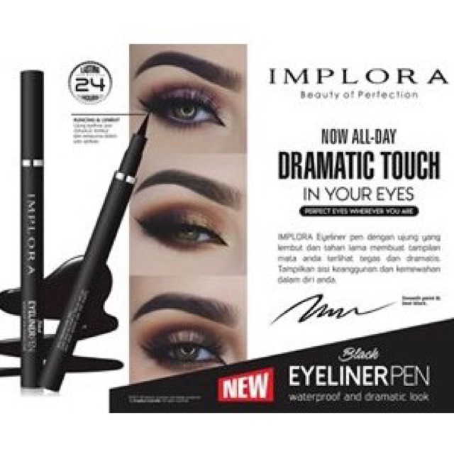 `ღ´ PHINKL `ღ´ ɪ ᴍ ᴘ ʟ ᴏ ʀ ᴀ Implora eyeliner proof liner spidol hitam waterprooof anti luntur