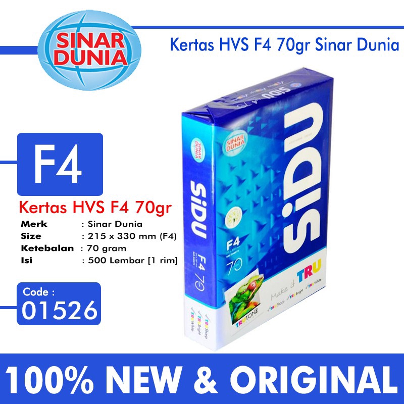 

Kertas HVS Folio F4 Sinar dunia SIDU murah