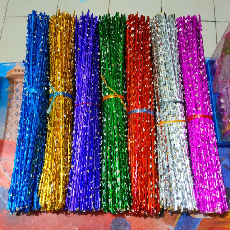 (Promo) Tangkai Gagang bambu untuk bendera aqiqah kertas kilat kemilau