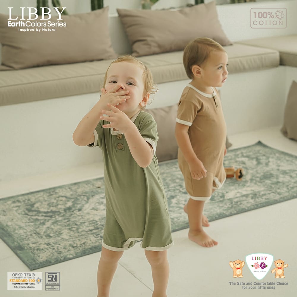 Libby 0-2 Tahun Romper Earth color Series Flynn Romper Anak Bayi Premium Quality SNI Part 2