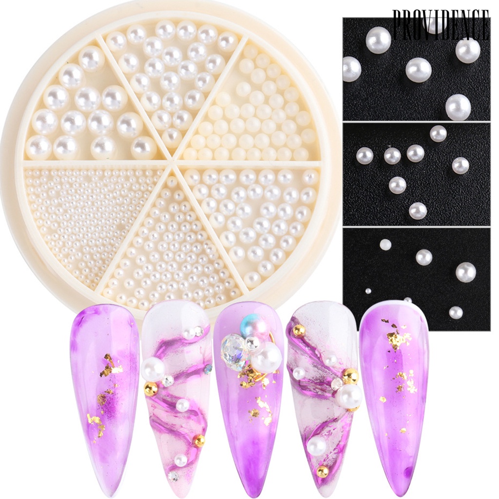 Providence Nail Art Beads Flat Back Easy to Stick Round Nail Imitation Pearl Ornaments for Female