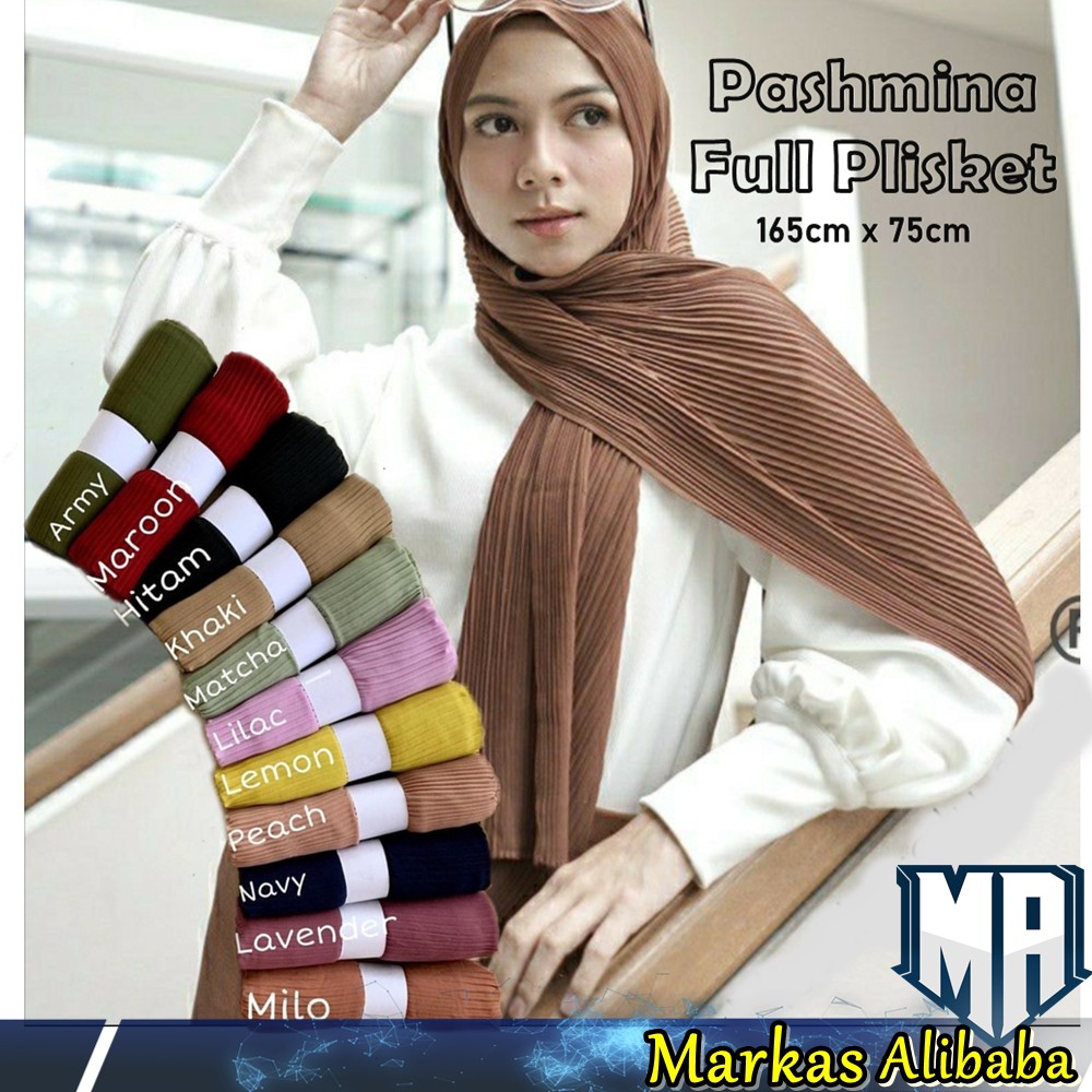 HIJAB PASMINA FULL PLISKET / PASHMINA PLISKET / KERUDUNG JILBAB PLISKET FULL