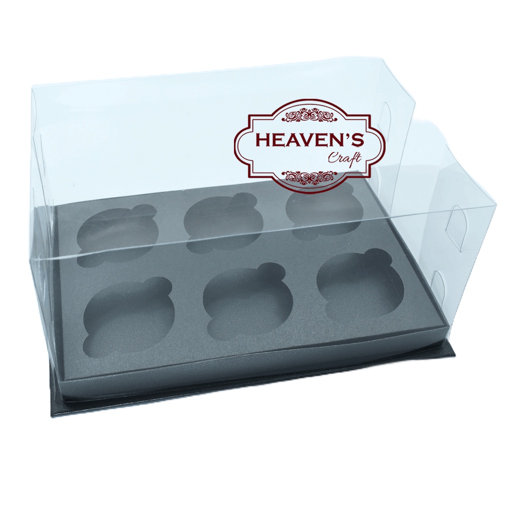 Box cupcake isi 6 hitam