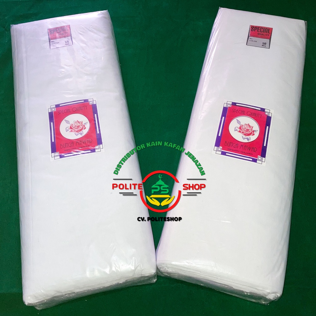 Kain kafan mori Lebar 150 cm 1 gulung Cap mawar