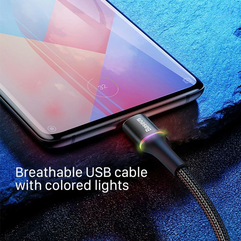 Baseus Halo Kabel Data LED Type-C/Micro/iPhone Fast Charging