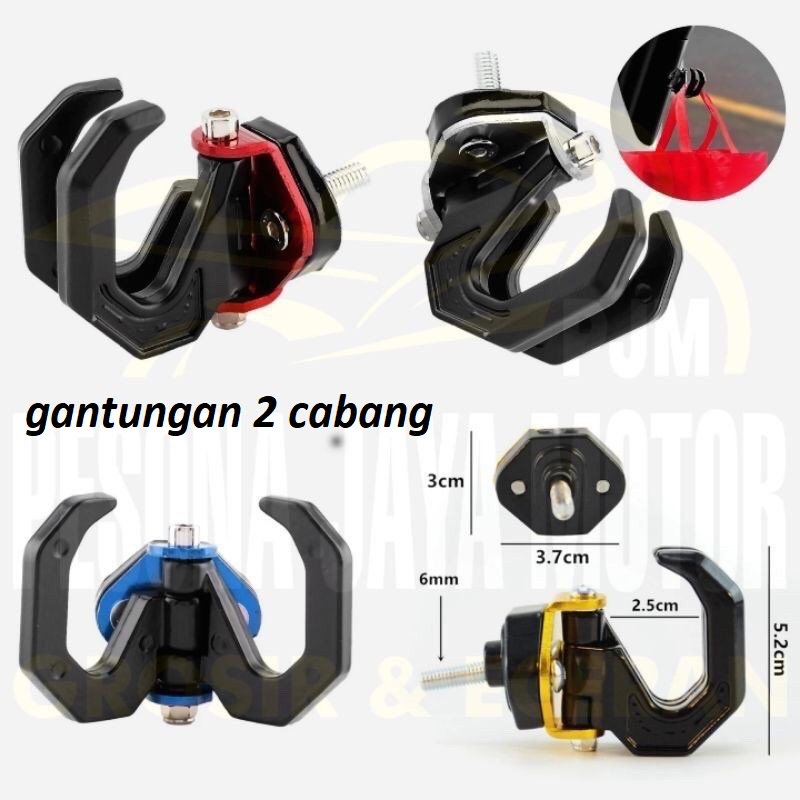 gantungan barang 2in1 cantolan barang dimotor/cabang 2 gantungan nmax mio beat vario dll universal