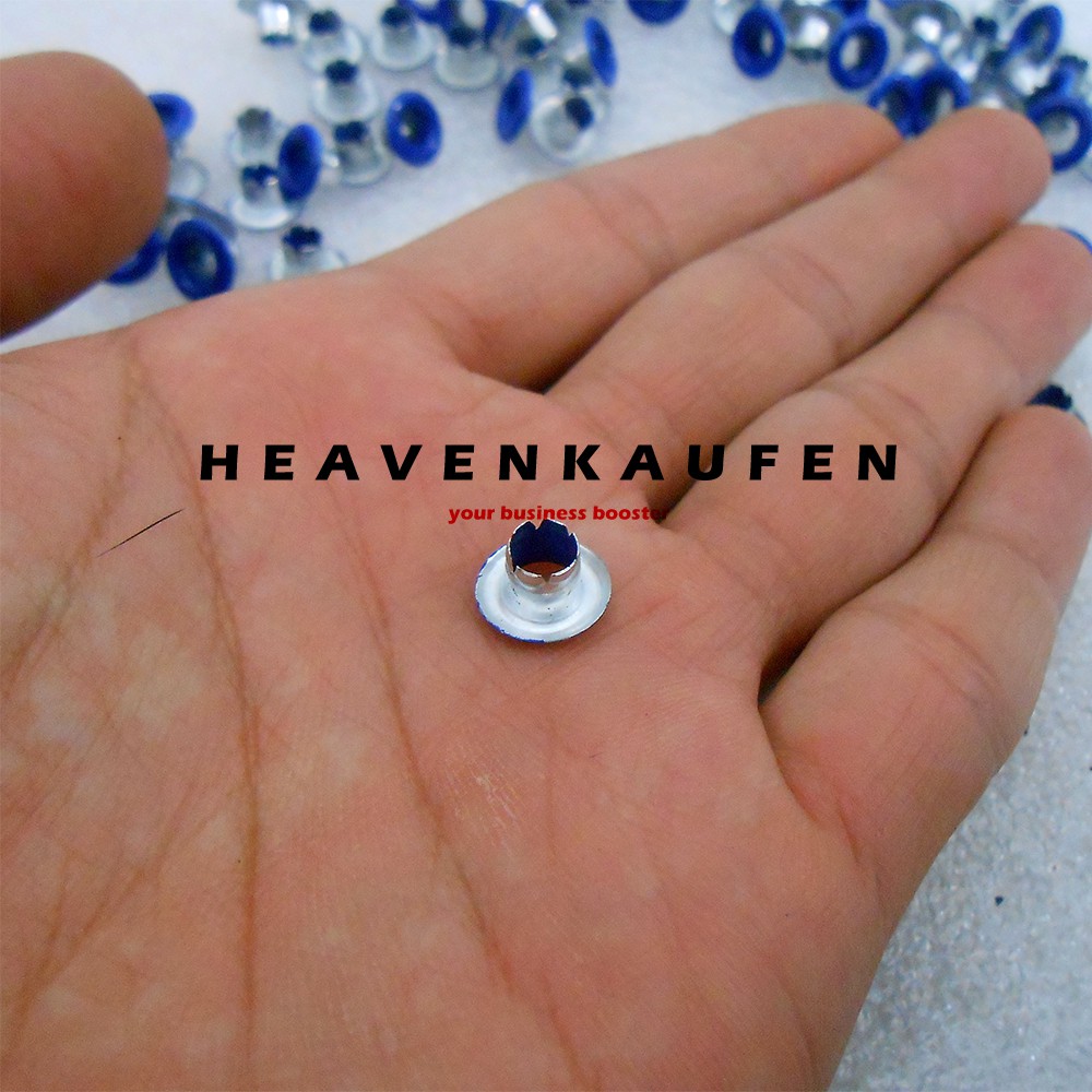 Mata Ayam Eyelet Mata Itik 5 mm Warna Biru Harga Per Pack isi 100 Pcs