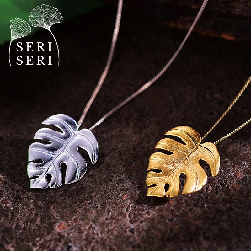 SERI SERI Kalung Wanita Perak 925 Asli Monstera Leaf Sterling Silver Necklace Daun Monstera