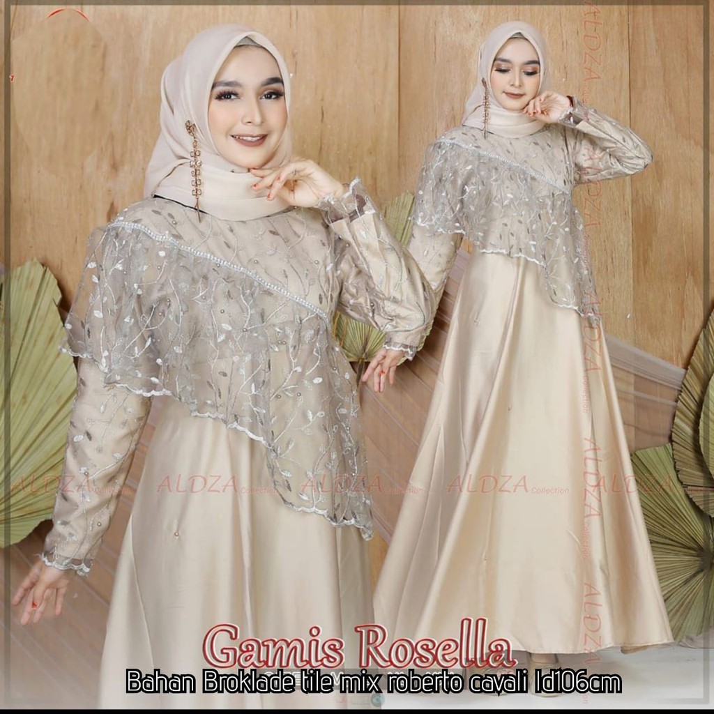 gamis jumbo ukuran L XL XXL XXXL 4XL ld 140 Rosella/gamis murah/Dress murah/gamis brukat velvet