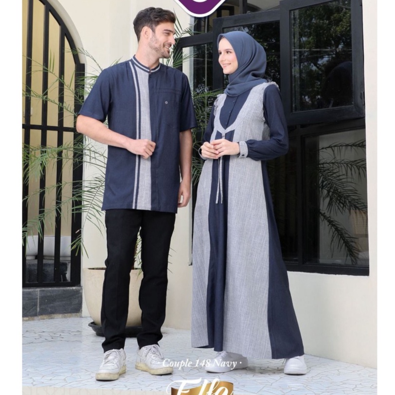 SERAGAM COUPLE ELFA 148 NAVY KAHFI 227 AYUMI 321 ORIGINAL ETHICA DRESS GAMIS BAJU BUSANA MUSLIM WANI