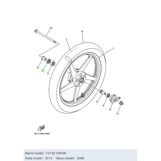 SEAL SIL RODA DEPAN VIXION NVL NVA VIXION OLD ASLI ORI YAMAHA 93106 20814
