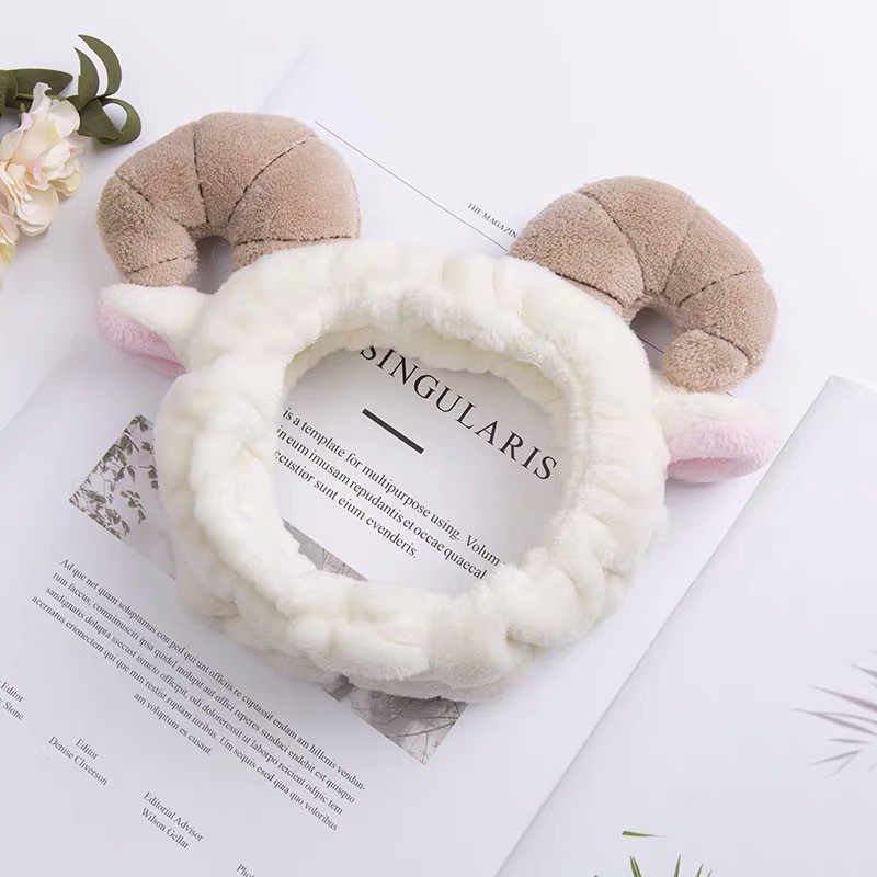 HHDO headband fluffy sheep tanduk domba bando kain handuk cuci muka facial