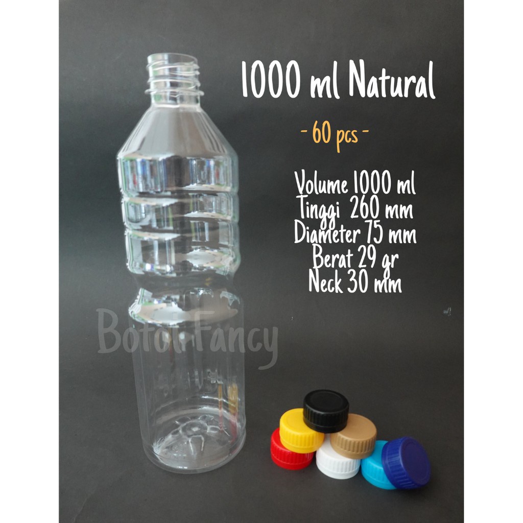 Botol Natural 1000ml / Botol Jus 1L / Botol Minyak Goreng 1L / Botol Plastik [60 pcs] - KUNING