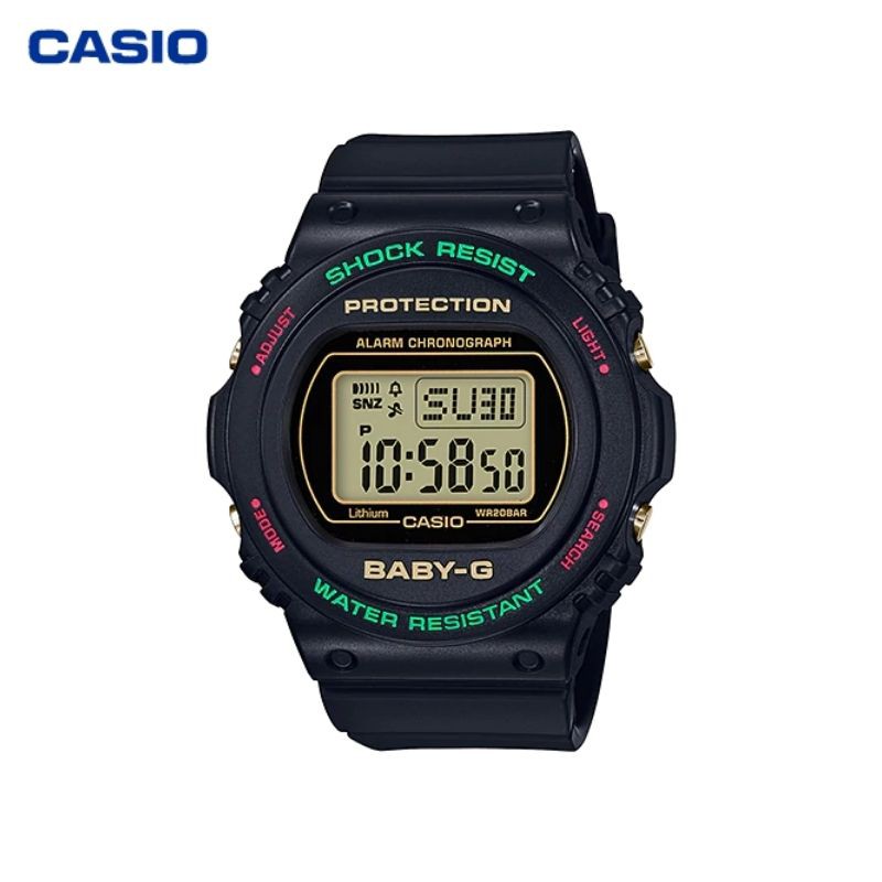 JAM TANGAN WANITA CASIO BABY-G BGD-570TH-1 ORIGINAL - BABYG BGD570TH HITAM VINTAGE