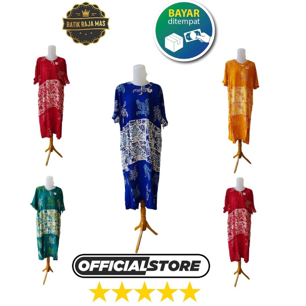 Baju Tidur Daster Wanita Remaja Dewasa Lengan Pendek Selutut Batik Pekalongan Bahan Rayon Kekinian T