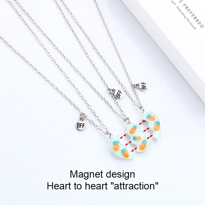 2pcs / Set Kalung Liontin Wortel Enamel Magnetik Untuk Pria Dan Wanita