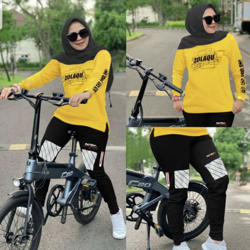 Stelan senam olahraga wanita model muslim / baju kaos tunik muslimah vinni training murah baju gym w