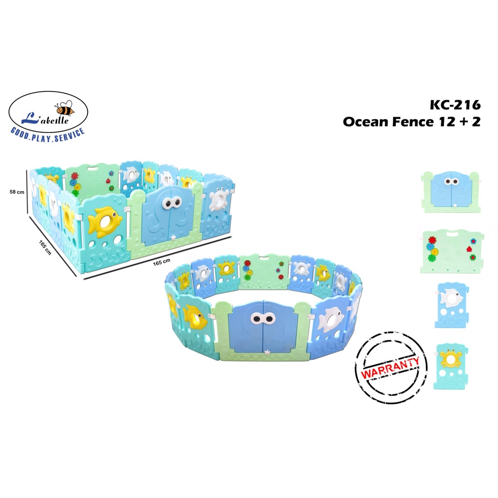 Labeille KC 216 12+2= 14 Fence Ocean Baby Playpen/Pagar pengaman Bayi