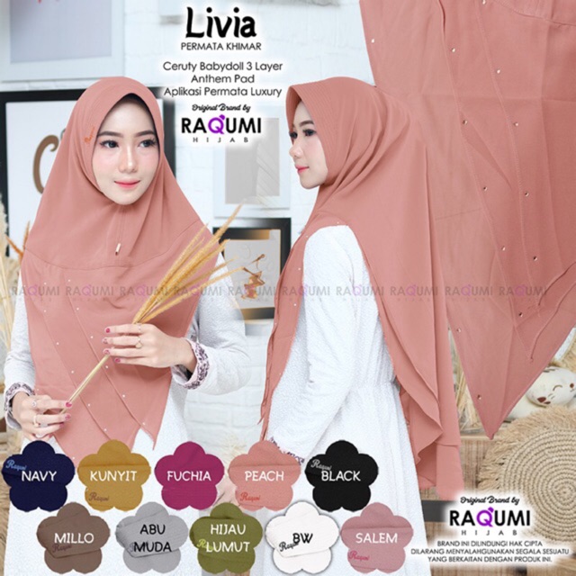 (TERBARU) LIVIA PERMATA KHIMAR l JILBAB l  HIJAB INSTAN TERMURAH ORI By RAQUMI X MNV