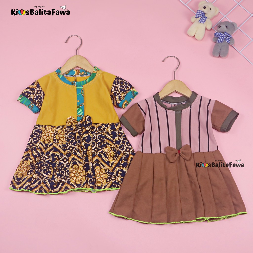 (0-6 Bulan) Dress Pita Baby New Born / Baju Anak Perempuan Lengan Gaun Motif Import Murah Pakaian