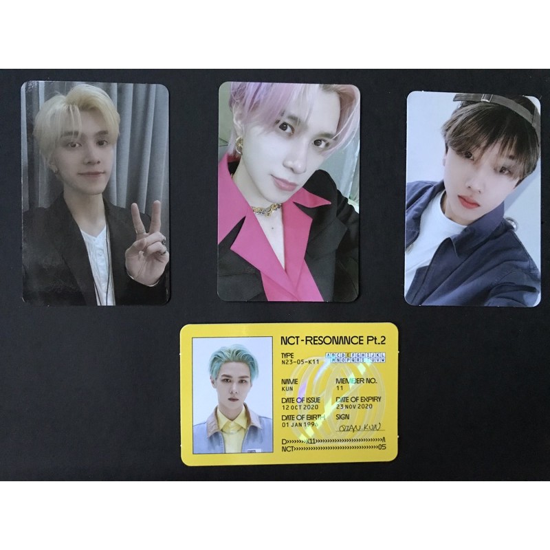 pc henderyresonance (past,arival),pc jisung(rollin), id card kun