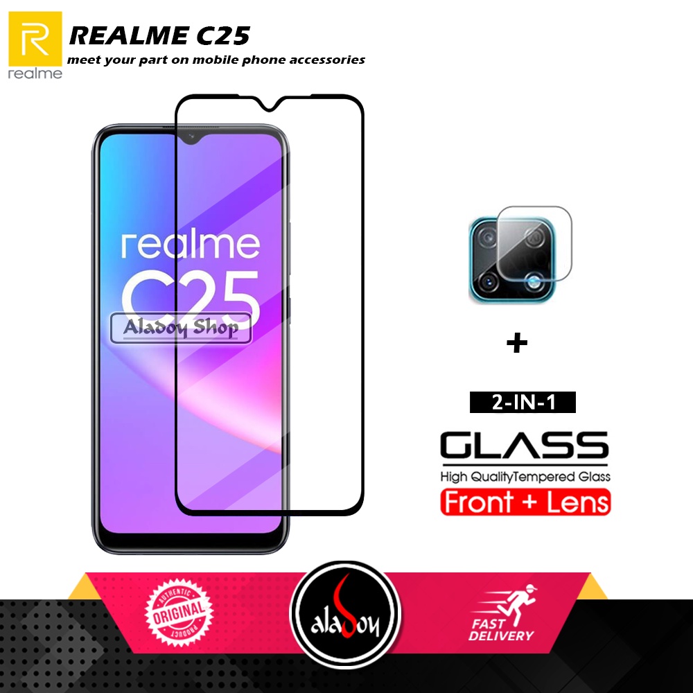 PAKET 2 IN 1 Tempered Glass Layar Realme C25 Free Tempered Glass Camera