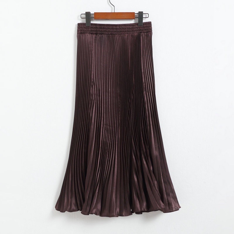 Metallic Pleated Mermaid Long Skirt Import Premium ( Rok Duyung Metalik Prisket Panjang ) [Bisa COD]