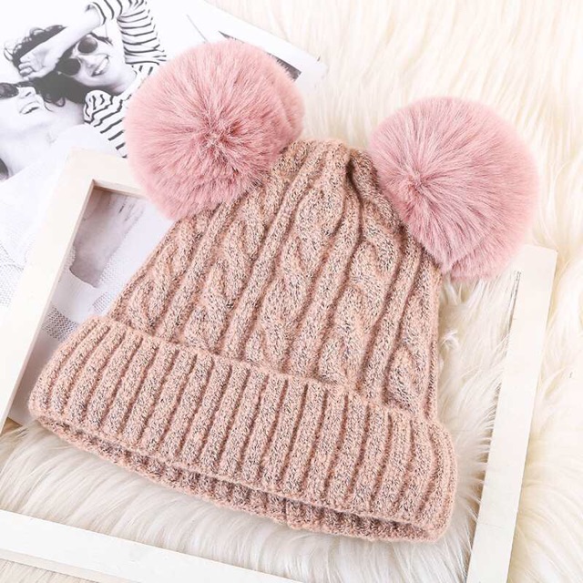 TWO POM POM BEANIE #1403