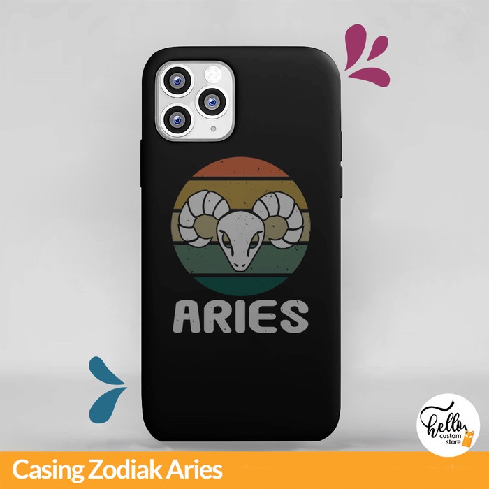 Custom Case Smartphone Handphone Zodiak Aries Untuk Semua Tipe HP