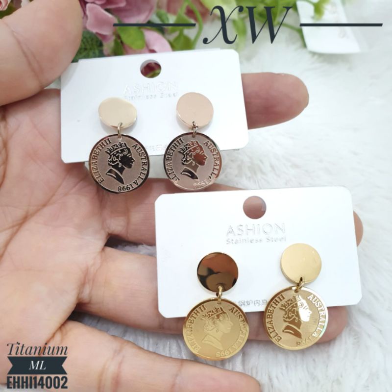 Anting Stud Titanium koin  E14002