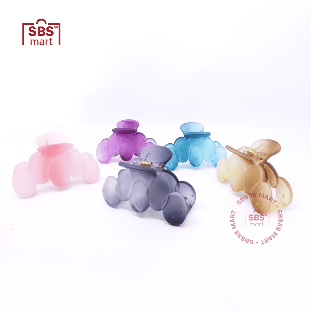 PREMIUM JEDAI IMPORT KOREA - Jepit Salon warna Jelly Gradasi Multicolor bentuk Bunga dan Bolo Bolo 6.5cm - Korean Style