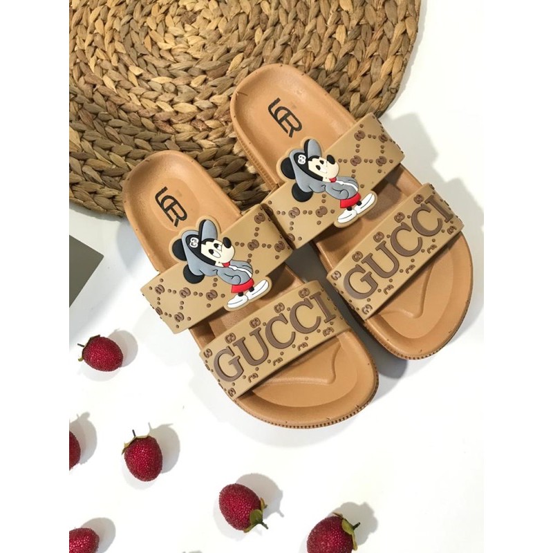 Sandal Slop Ban 2 MICKEY GUCCI (2) Import LCR 2888-1-Mocca