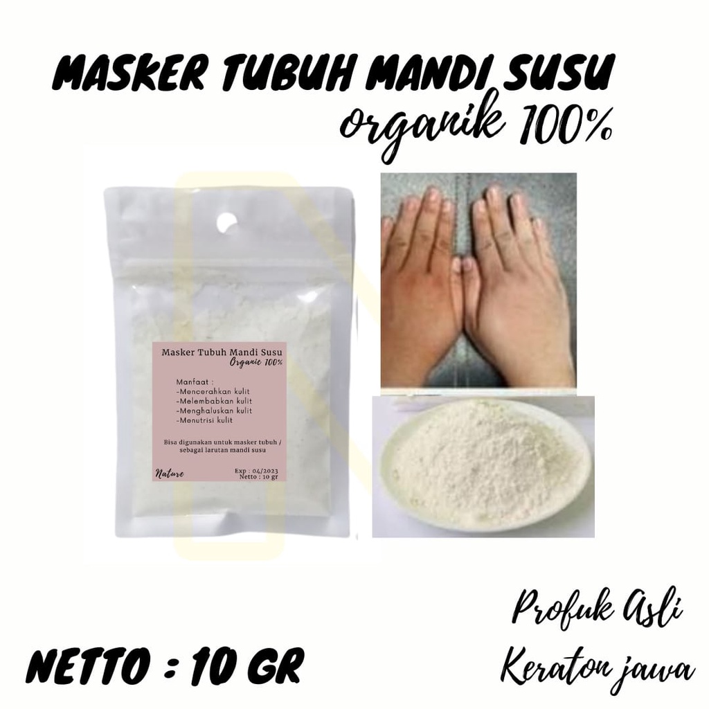 (SATUAN) MASKER TUBUH MANDI SUSU ASELI KERATON /LULUR TUBUH /MASKER TUBUH SUSU PENCERAH TUBUH 10GR