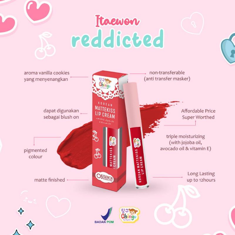 CHINGU KOREAN MATTEKISS LIPCREAM BY KIYOWO