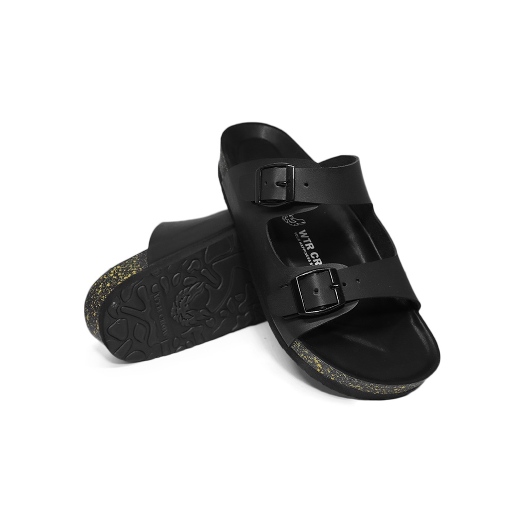 WTR CROW Sandal Slide Pria Unisex BERLIN BAN 2 FULL BLACK