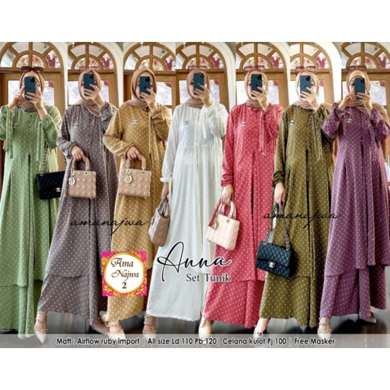 Anna Set Tunik Mat. Airflow Ruby Import LD 110