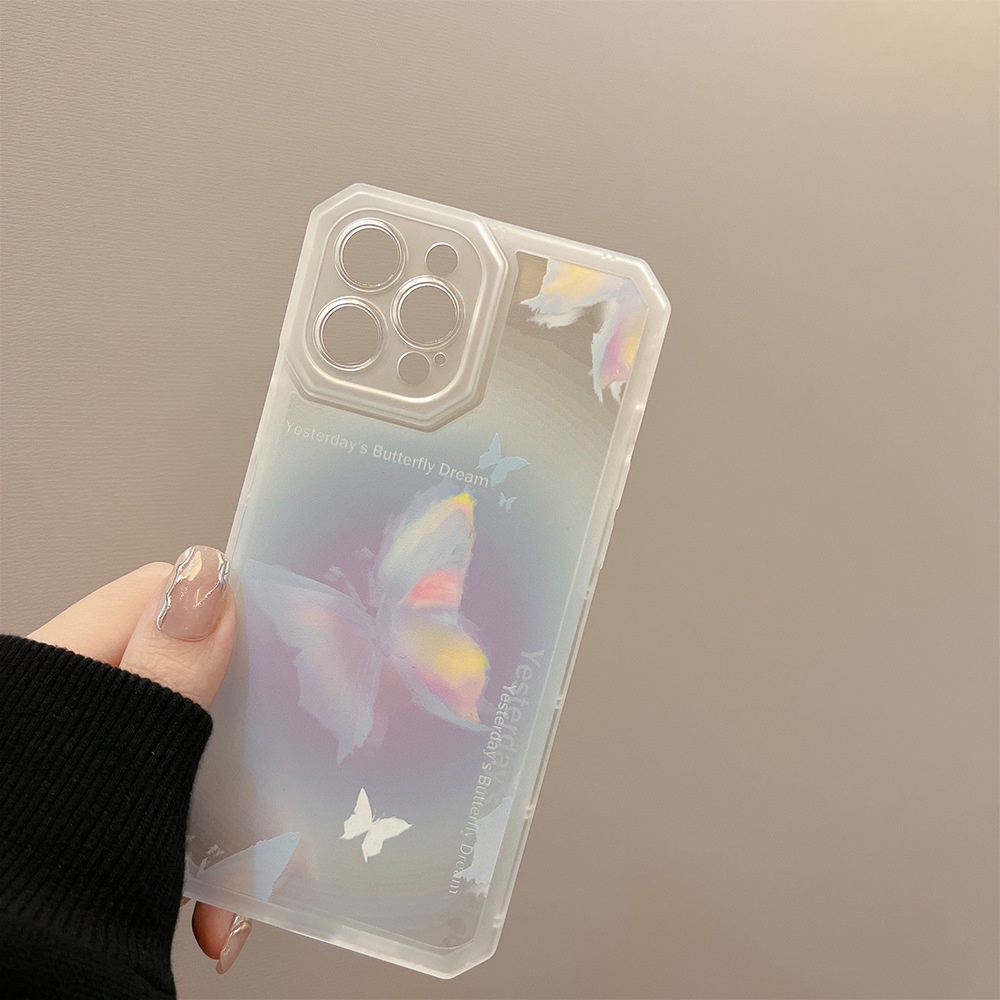 Soft Case Matte Desain Fairy Butterfly Straight Edge Untuk Iphone 7 8 PLUS X XR XS 11 12 13 14 PRO MAX SE 2020