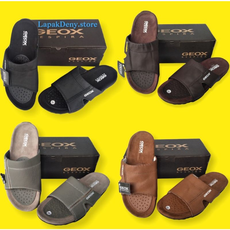 SANDAL SANTAI PRIA SENDAL GEOX SLIDE BAHAN KULIT ASLI ORIGINAL/Sandal Geox Respira Kulit Asli Sandal