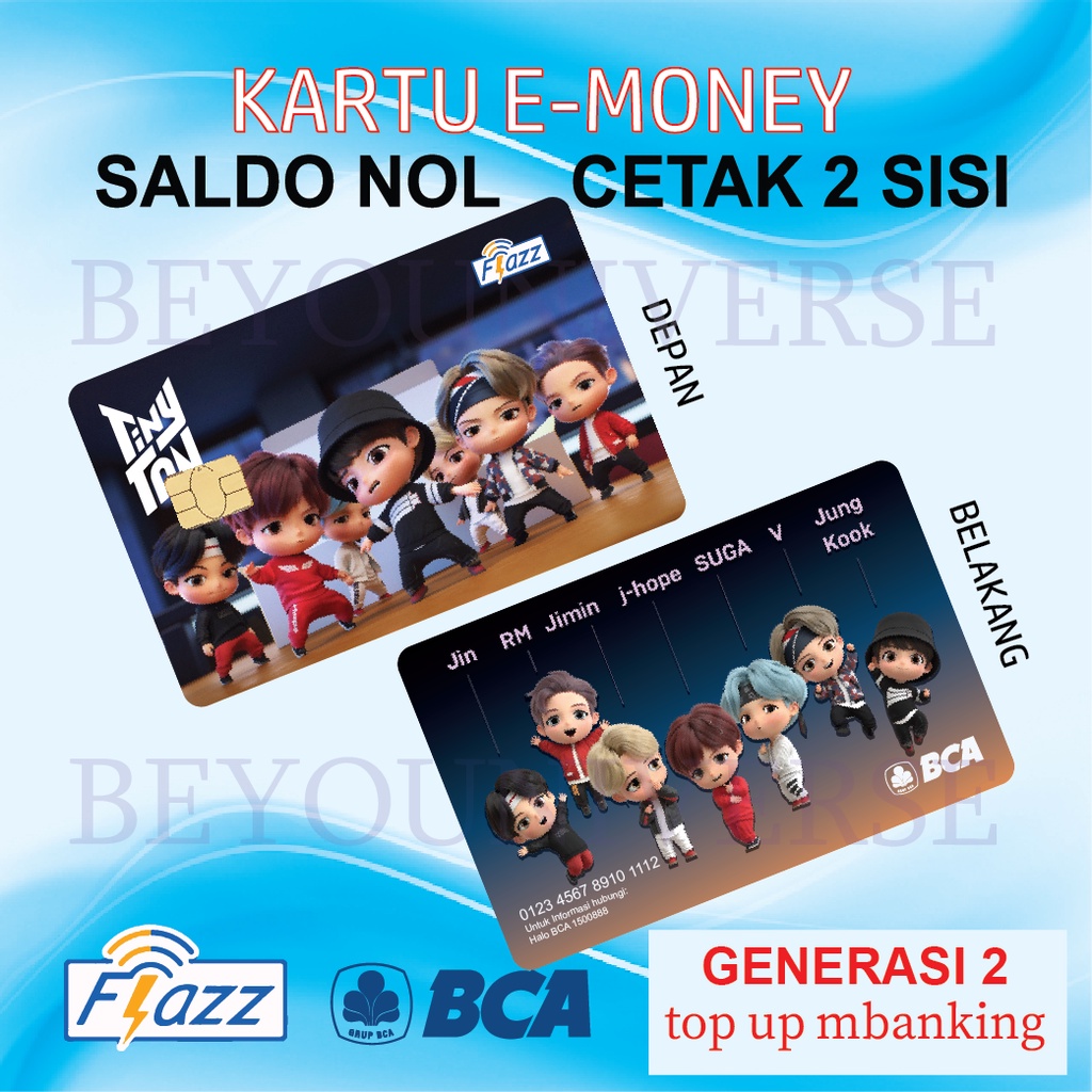 Kartu Flazz BCA gen 2 / MANDIRI Emoney BTS Tinytan Tiny Tan Doll Magic Shop Custom Kartu Flazz E-tol