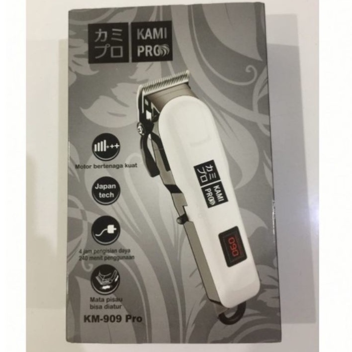 HAIR CLIPPER KAMIPRO KM-909Pro rechargeable alat cukur rambut bisa di cas japan technologi tanpa kabel