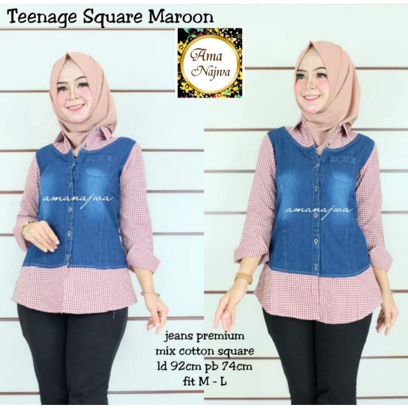 ATASAN JEANS WANITA 2022  MODERN  BAJU JEANS PEREMPUAN KEKINIAN TUNIK  DEWASA   TERMURAH TERBARU LEN